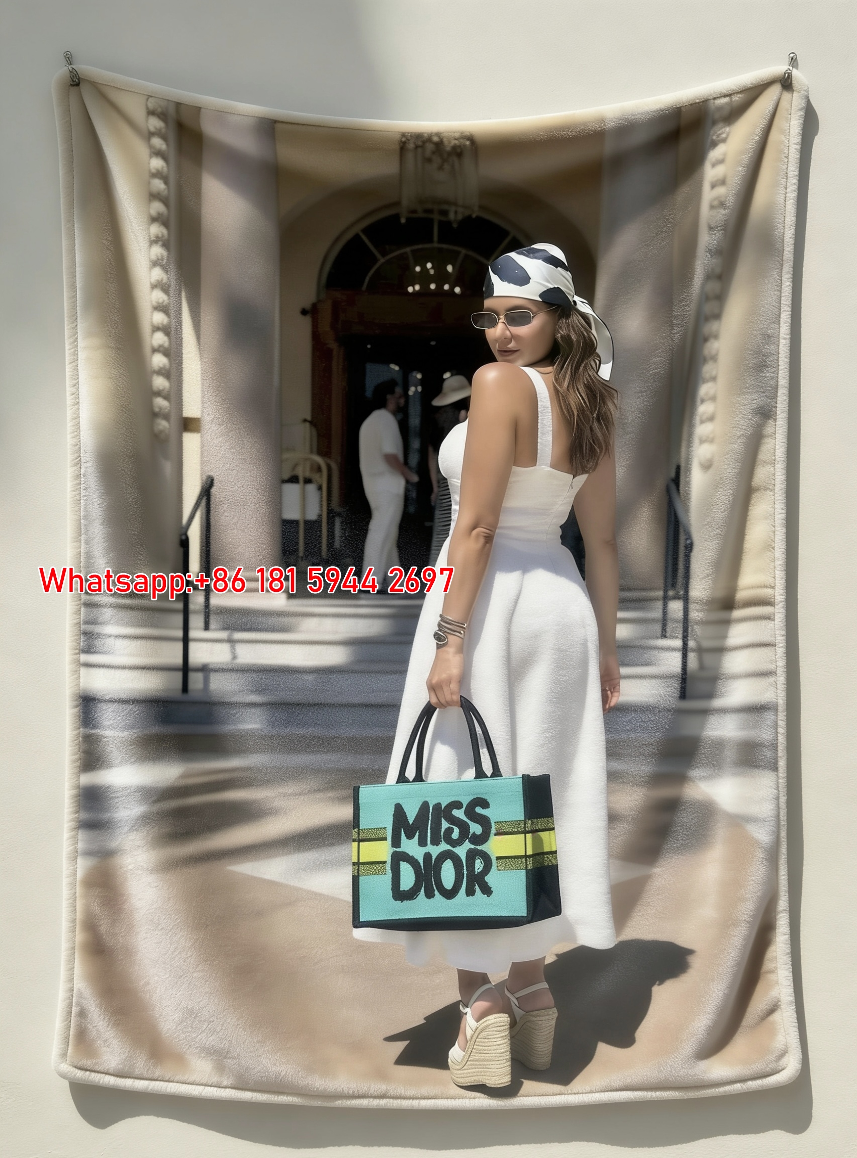 Miss Dior Turquoise Tote Bag Street Style Art Flannel Throw Blanket Sofa Cover Blanket D413